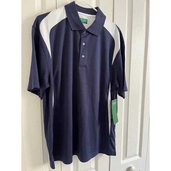 Ben Hogan Performance Golf Men’s Polo Shirt Peacoat Blue Bright White Large New - Picture 1 of 12
